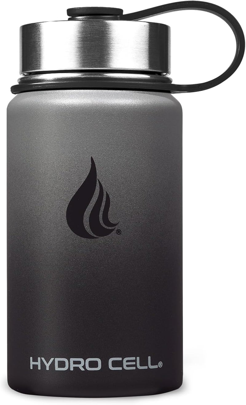 HYDRO CELL Stainless Steel Insulated Water Bottle with Straw - For Cold & Hot Drinks - Metal Vacuum Flask with Screw Cap and Modern Leakproof Sport Thermos for Adults (Graphite/Black 14oz) - Image 2